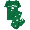 The Children’s Place Kids 100% Cotton Short Sleeve Top and Shorts,2 Piece Pajama Set(Luckiest Kid)