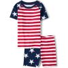The Children’s Place Kids 100% Cotton Short Sleeve Top and Shorts,2 Piece Pajama Set(Stars and Stripes)