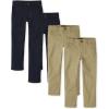 The Children’s Place Stretch Straight Chino Pants,multipacks(Flax/New Navy 4-pack)