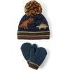 The Children’s Place Unisex Baby And Toddler Winter Hat and Mittens Cold Weather Set(Tidal Dino Set)