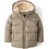 The Children’s Place baby-boys And Toddler Water and Wind Resistant Hooded Zip Front Puffer Jacket, Faux Fur Lined(Chinchilla)