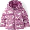 The Children’s Place baby-girls And Toddler Girls’ Medium Weight Wind-resistant, Water-resistant Puffer Jacket(Dusty Rose Unicorns)