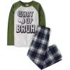 The Children’s Place boys Long Sleeve Top and Pants 2 Piece Pajama Set(What Up Bruh)