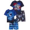 The Children’s Place boys Short Sleeve Top and Shorts,2 Piece Pajama Set(Dino Shark 2-pack)