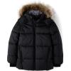 The Children’s Place boys Water and Wind Resistant Hooded Zip Front Parka Jacket(Black Faux Fur)