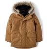 The Children’s Place boys Water and Wind Resistant Hooded Zip Front Parka Jacket(Brown Microfleece)