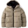 The Children’s Place boys Water and Wind Resistant Hooded Zip Front Puffer Jacket, Faux Fur Lined(Chinchilla)