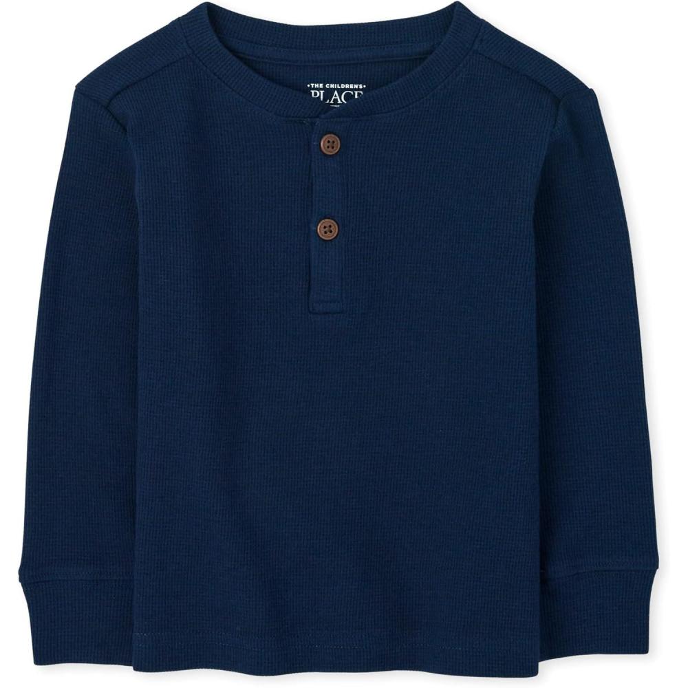 imageThe Childrens Place BabyBoys and Toddler Boys Long Sleeve Thermal Henley TopTidal