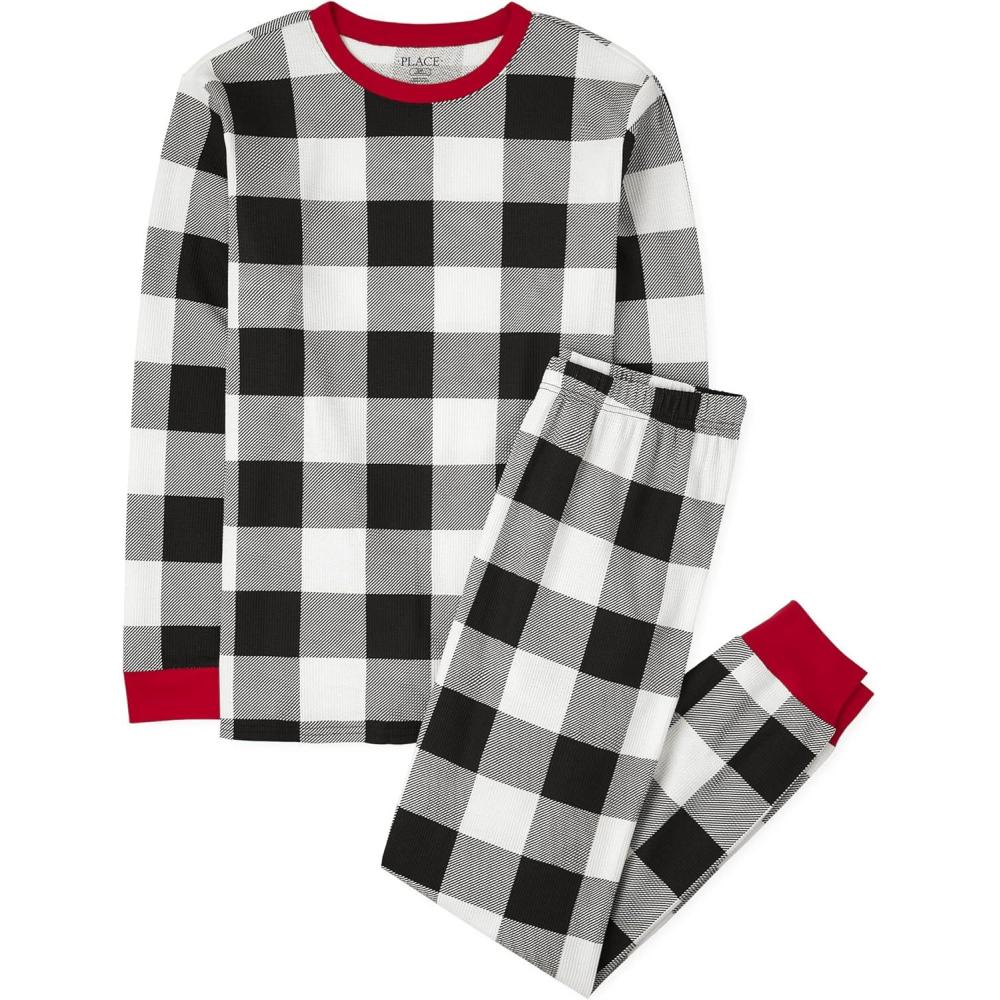 imageThe Childrens Place unisexbaby Holiday Pajamas CottonBlackWhite Check