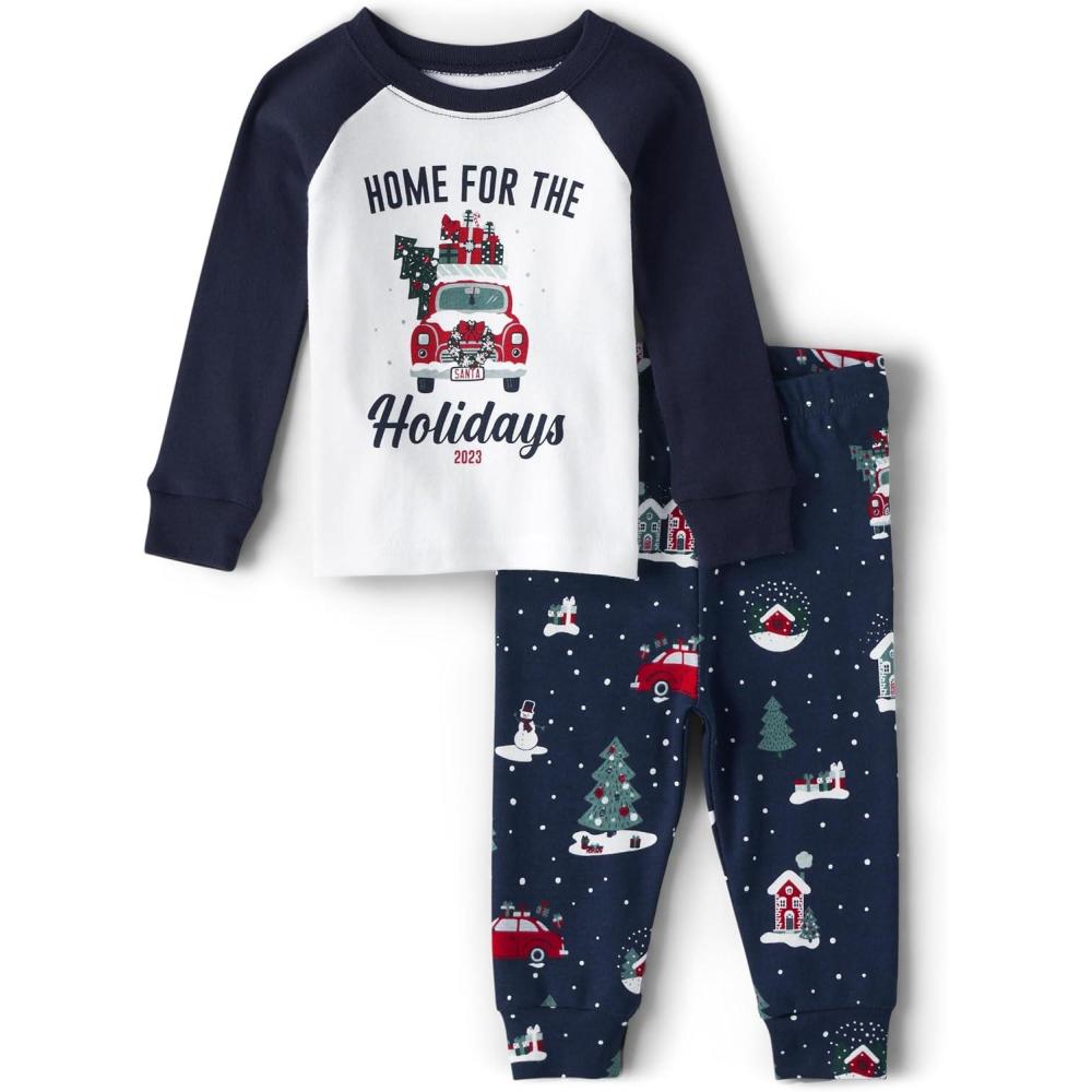 imageThe Childrens Place unisexbaby Holiday Pajamas CottonHome for Holidays