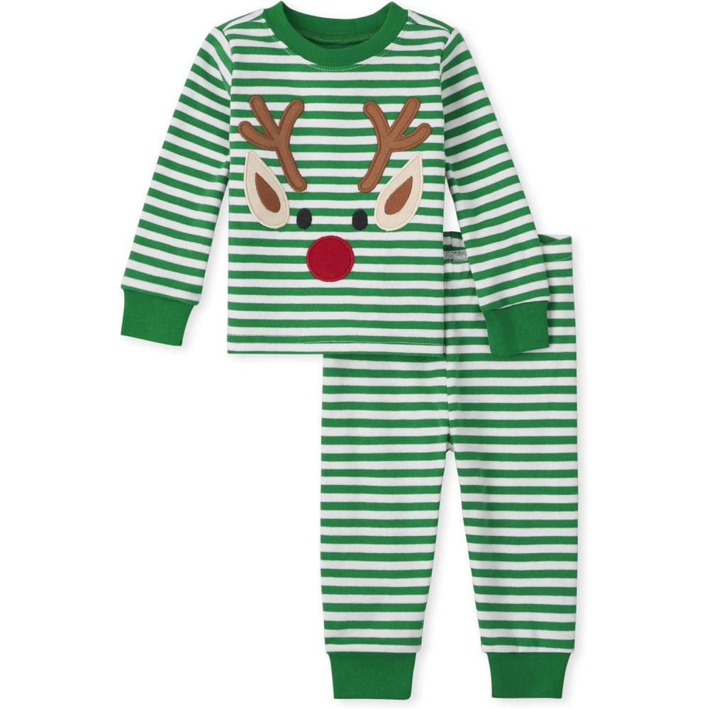 imageThe Childrens Place unisexbaby Holiday Pajamas CottonRudolph Christmas Stripe