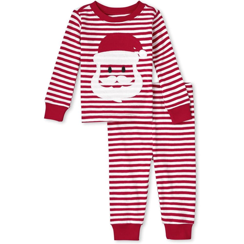 imageThe Childrens Place unisexbaby Holiday Pajamas CottonSanta Christmas Stripe