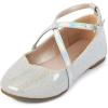 The Children’s Place Baby Girls’ Glitter Cross Strap Ballet Flat(Silver Sparkle)