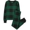 The Children’s Place unisex-baby Holiday Pajamas, Cotton(Green/Black Check)
