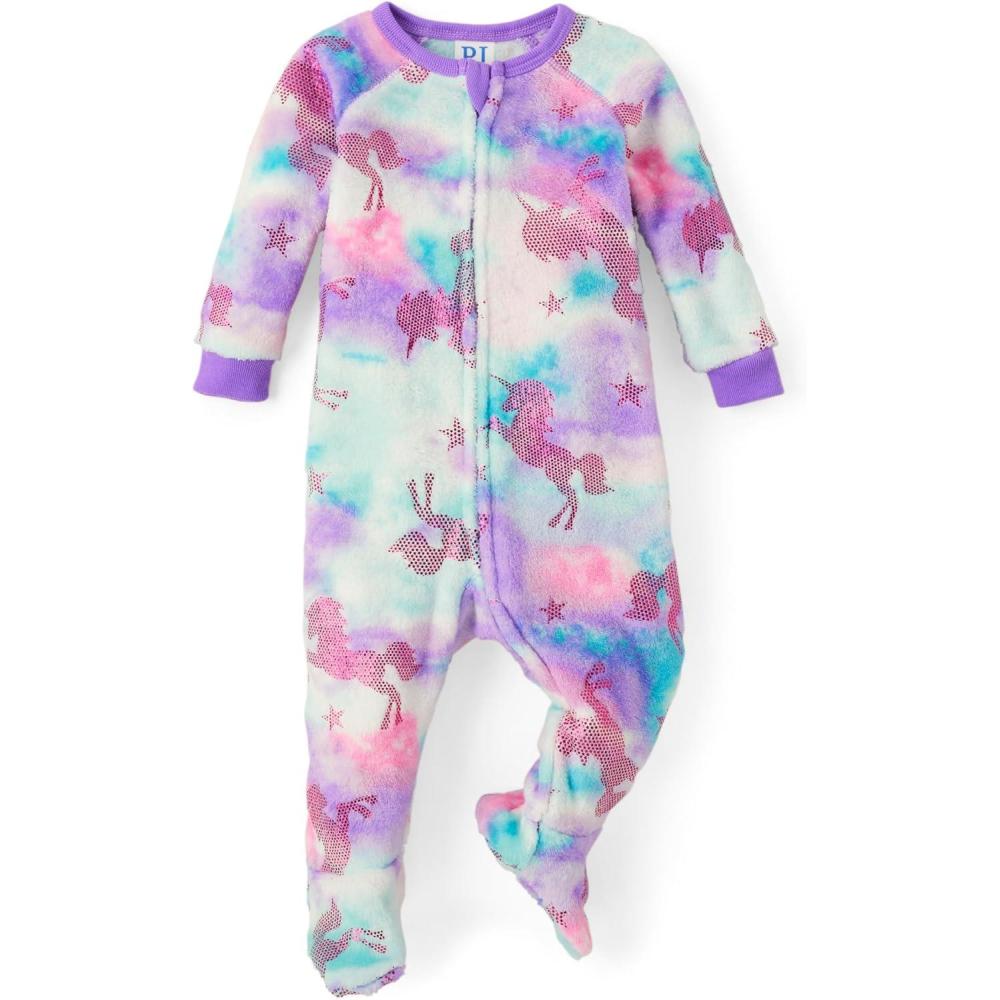 imageThe Childrens Place babygirls And Toddler Fleece Long Sleeve Zip Front One Piece Footed Pajamassleep ampamp PlayFoil Unicorn