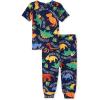 The Children’s Place Baby Boys’ Snug Fit 100% Cotton Short Sleeve Top and Pants 2 Piece Pajama Set(Smart Dinos)