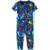 The Children’s Place baby-boys And Toddler Short Sleeve Zip-front One Piece Footless Pajama Snug Fit 100% Cotton(Blue Sea Creature)