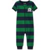 The Children’s Place baby-boys And Toddler Short Sleeve Zip-front One Piece Footless Pajama Snug Fit 100% Cotton(Green Stripe)