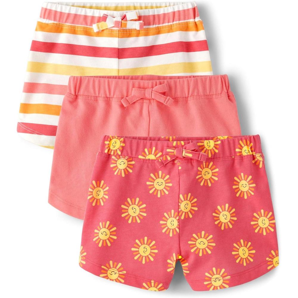imageThe Childrens Place Baby Girls and Toddler Assorted Knit ShortsCoral Beach 3pack