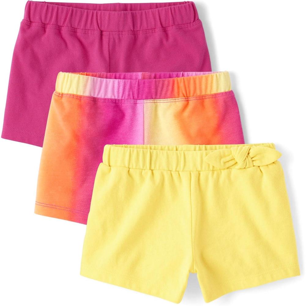 imageThe Childrens Place Baby Girls and Toddler Assorted Knit ShortsYellow Ombre 3pack