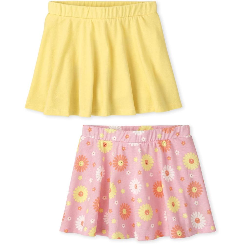 imageThe Childrens Place Baby Girls and Toddler Stretchy Waistband SkortDaisyYellow 2pack