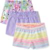 The Children’s Place Baby Girls’ and Toddler Assorted Pull on Paper Bag Shorts(Butterflies/Purple/Stripes 3-pack)