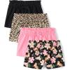 The Children’s Place Baby Girls’ and Toddler Assorted Pull on Paper Bag Shorts(Floral/Pink/Black/Cheetah 4-pack)