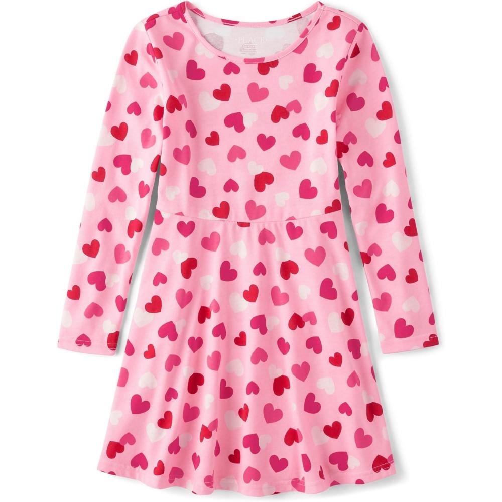imageThe Childrens Place Girls Printed Skater Dress Long SleeveLovely