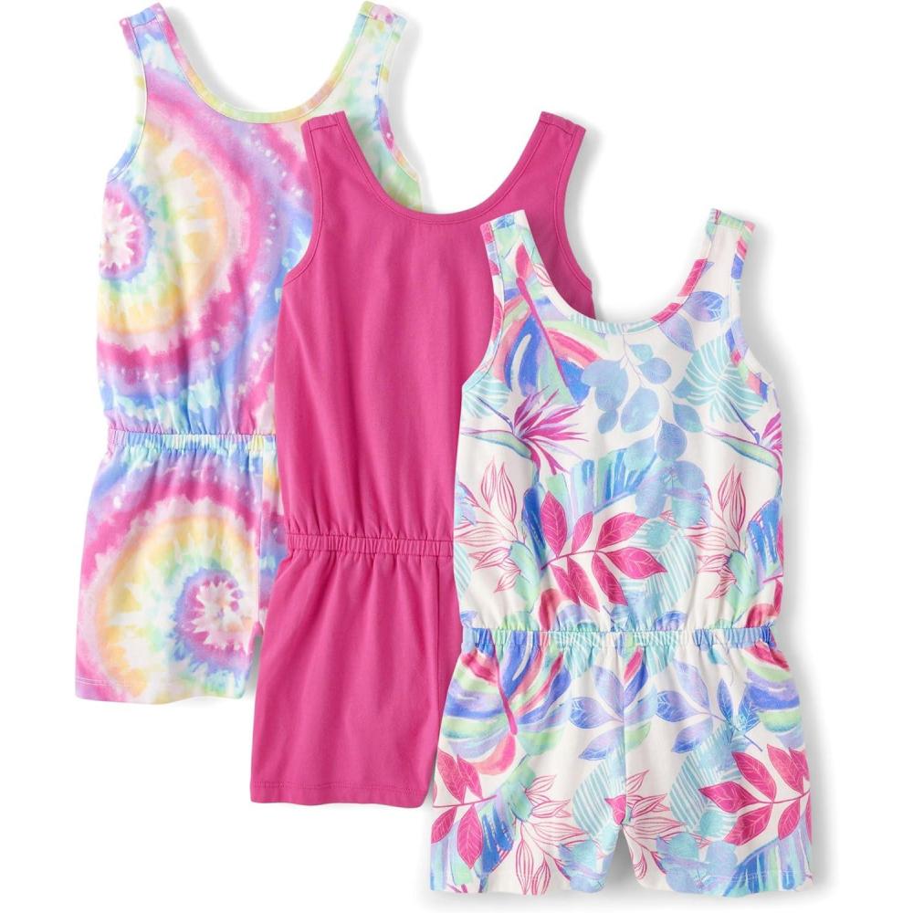 imageThe Childrens Place girls Casual Sleeveless Shorts RomperTropicalPurpleMulticolor 3pack