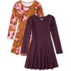 The Children’s Place Girls Printed Skater Dress, Long Sleeve(Harvest Foliage/Dark Maroon)