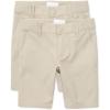 The Children’S Place Girls Chino Shorts(Bisquit 2-pack)