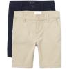 The Children’S Place Girls Chino Shorts(Bisquit/Black 2-pack)