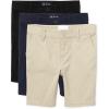 The Children’S Place Girls Chino Shorts(Black/Sandy/Tidal 3-pack)