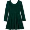The Children’s Place Girls Printed Skater Dress, Long Sleeve(Green Velour)