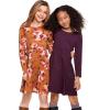 The Children’s Place Girls Printed Skater Dress, Long Sleeve(Harvest Foliage/Dark Maroon)