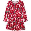 The Children’s Place Girls Printed Skater Dress, Long Sleeve(Holiday Cheer)