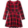 The Children’s Place Girls Printed Skater Dress, Long Sleeve(Red Plaid)