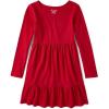 The Children’s Place Girls Printed Skater Dress, Long Sleeve(Solid Red)