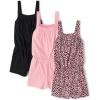 The Children’s Place Girls’ Sleeveless Summer Romper(Pink Leopard 3-pack)