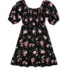 The Children’s Place girls Floral Smocked Babydoll Dress(Black Floral)