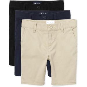 The Children’S Place Girls Chino Shorts(Black/Sandy/Tidal 3-pack)