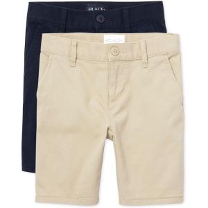 The Children’S Place Girls Chino Shorts(Sandy/Tidal 2-pack)