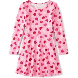 The Children’s Place Girls Printed Skater Dress, Long Sleeve(Lovely)