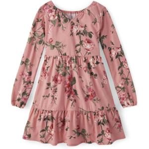 The Children’s Place Girls Printed Skater Dress, Long Sleeve(Tuscan Clay Floral)
