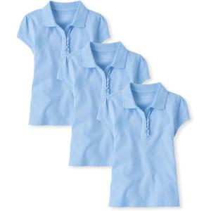 The Children’s Place Girls’ Short Sleeve Ruffle Pique Polo, 3 Pack(Daybreak)