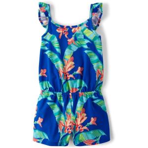 The Children’s Place girls Casual Sleeveless Shorts Romper(Renew Blue Tropical)