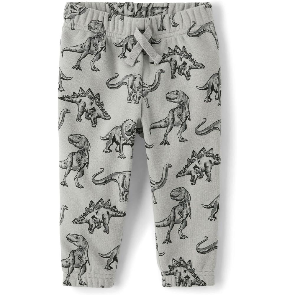 imageThe Childrens Place Baby Boy and Toddler Fleece Jogger PantsGrey Dino