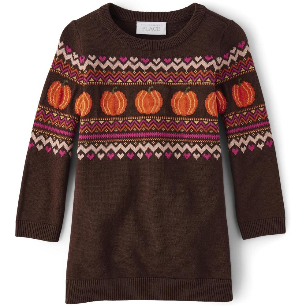 imageThe Childrens Place Baby and Toddler Girls Long Sleeve Sweater DressHarvest Sweater