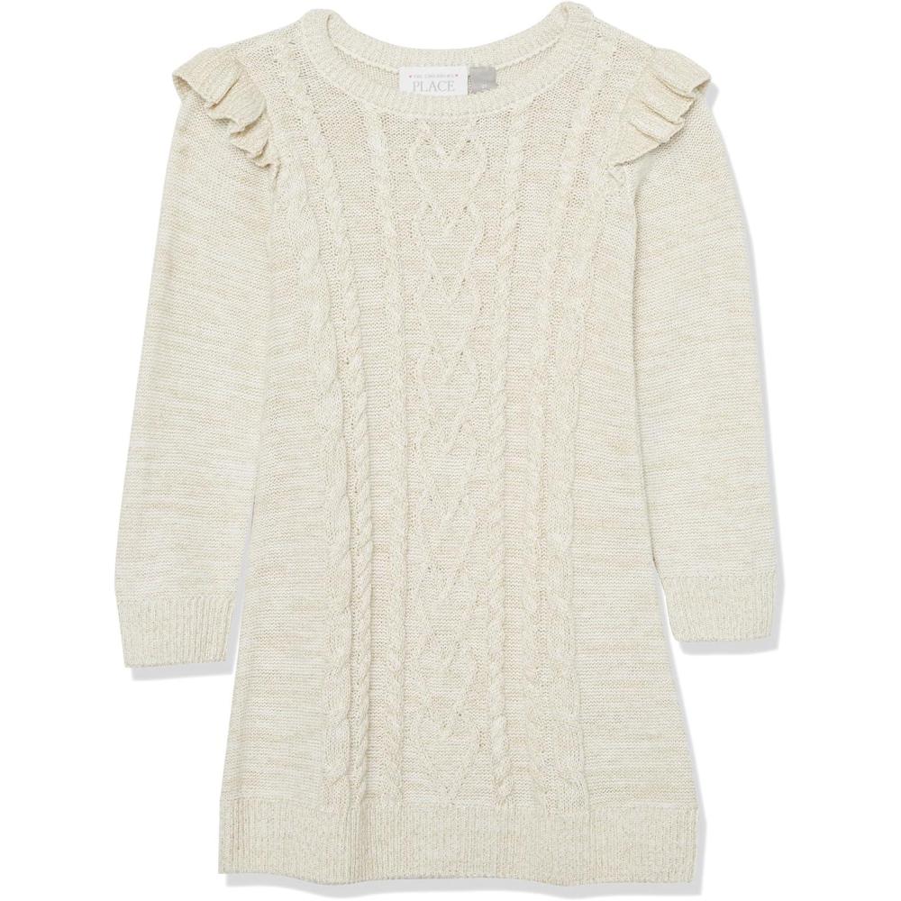 imageThe Childrens Place Baby and Toddler Girls Long Sleeve Sweater DressWhite Cable Knit