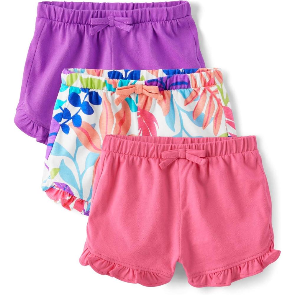 imageThe Childrens Place BabyGirls and Newborn Cotton Pull on Everyday ShortsSummer Purple 3pack
